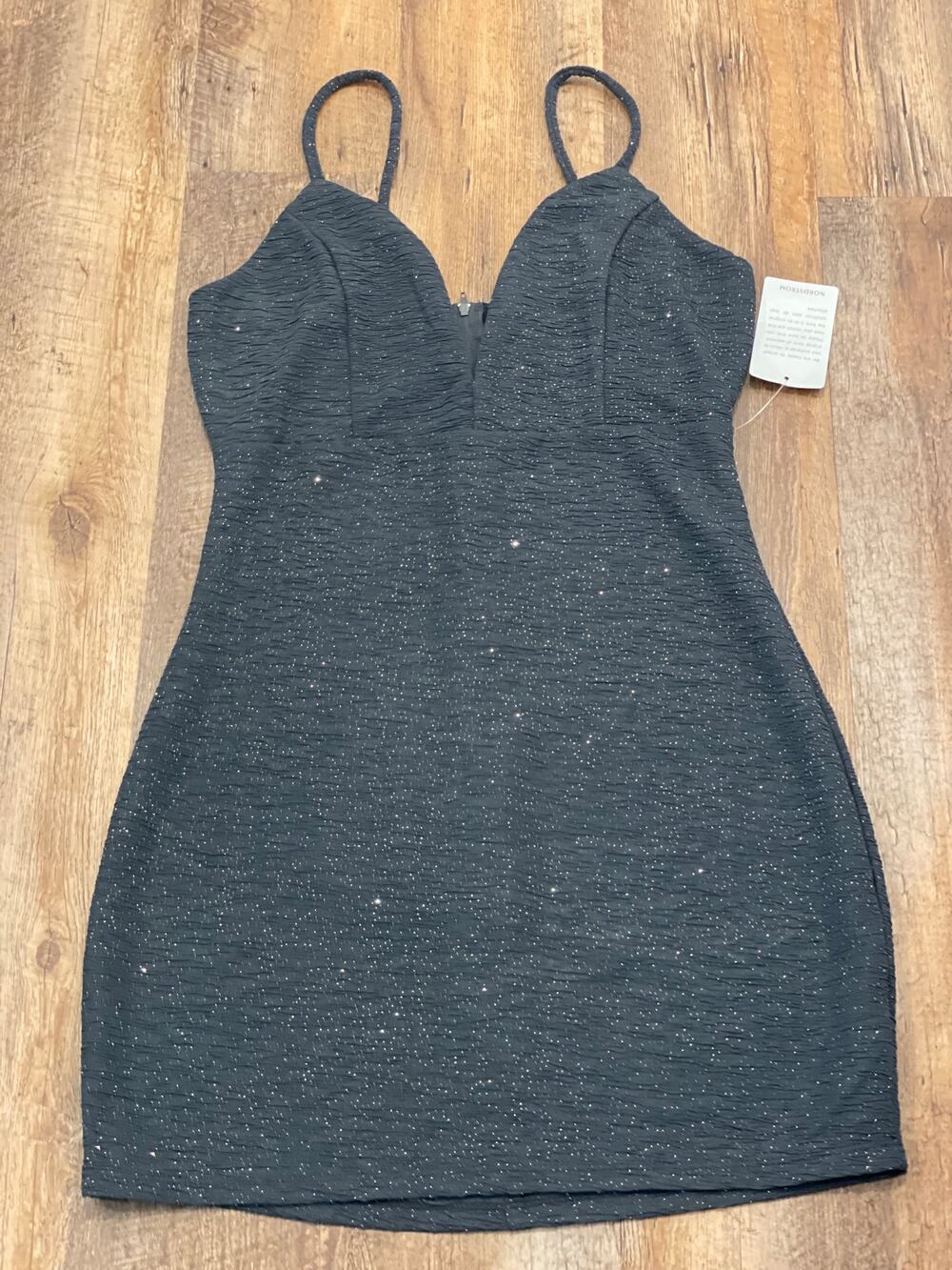 NWT Bailey Blue body con sparkly charcoal gray dress  MED